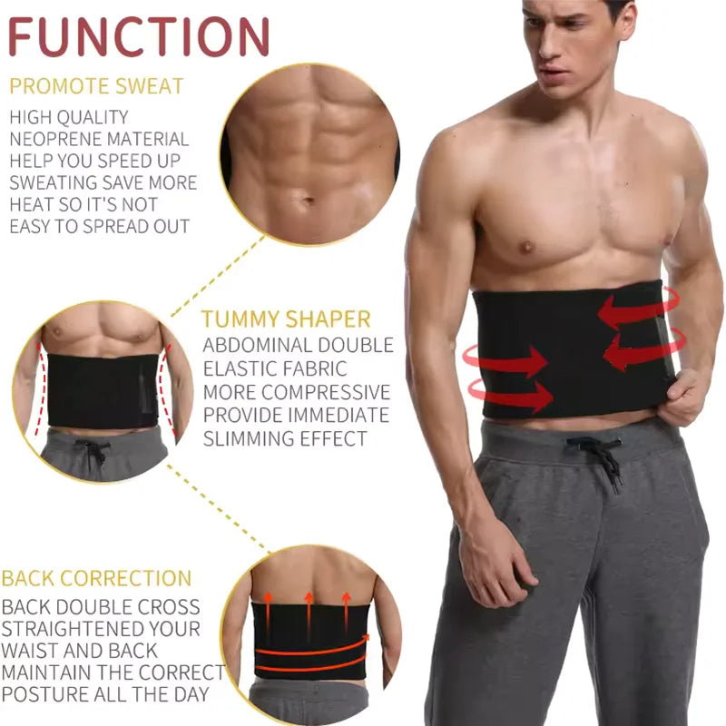 Men Waist Trainer Belly Shapers Slimming Belt Abdominal Promote Sweat Body Shaper Weight Loss Shapewear Trimmer Girdle Shapewear
