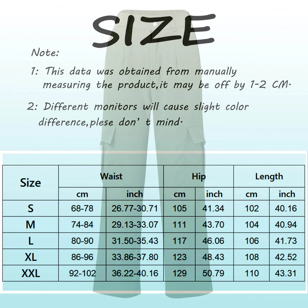 Women Cargo Pants With Pockets Stretch High Waisted Casual Sweatpants Straight Wide Leg Long Pants Sporty Jogger Trouser