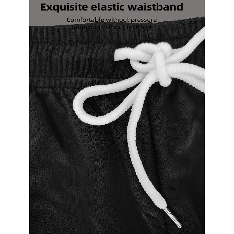 New summer fitness sportswear for men, short-sleeved T-shirt and shorts two-piece set, breathable and quick-drying casual wear.