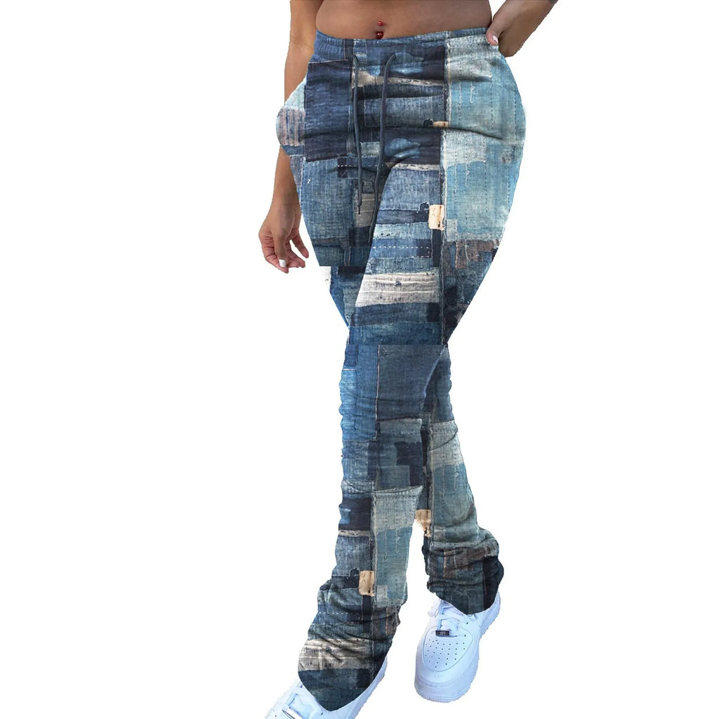 Cargo Pants Women Plus Size Casual Jeans Print Trousers Strap Long Pocket Pant Wide Pants Women High Waist pantalones de mujer