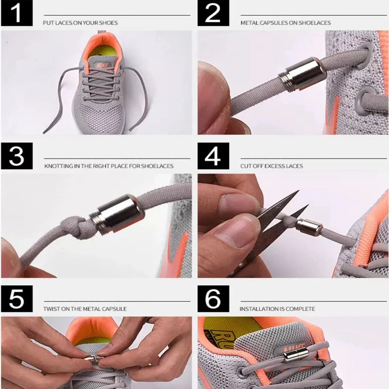 1Pair No tie Shoelaces Round Elastic Shoe Laces For Kids and Adult Sneakers Shoelace Quick Lazy Laces 21 Color Shoestrings