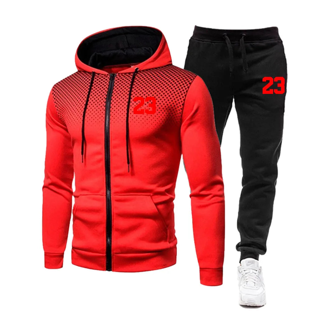 23 Winter Men's Suits Men's New Sportswear Set Printed Hoodie Set Zipper Sportswear Casual Sweatpants Autumn Sportswear